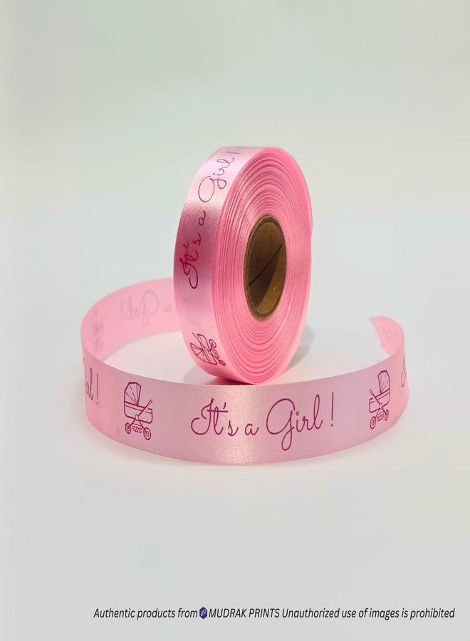 MUDRAK PRINTS It’s a Girl Printed Satin Ribbon Roll - 30 Meters, 20mm Wide | Baby Shower Decoration, Gift Wrapping, DIY Crafts & Party Supplies - Pink Baby Girl Ribbon - Image 3